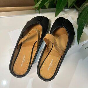 Maison Margiela Tabi Ballet Flats Black Size 39 US9 w/ Elastic Band Japan